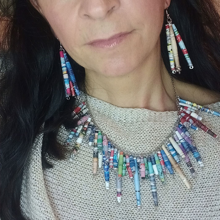 Coordinato Collana Orecchini Luce di CartaGioielli fatti a mano
