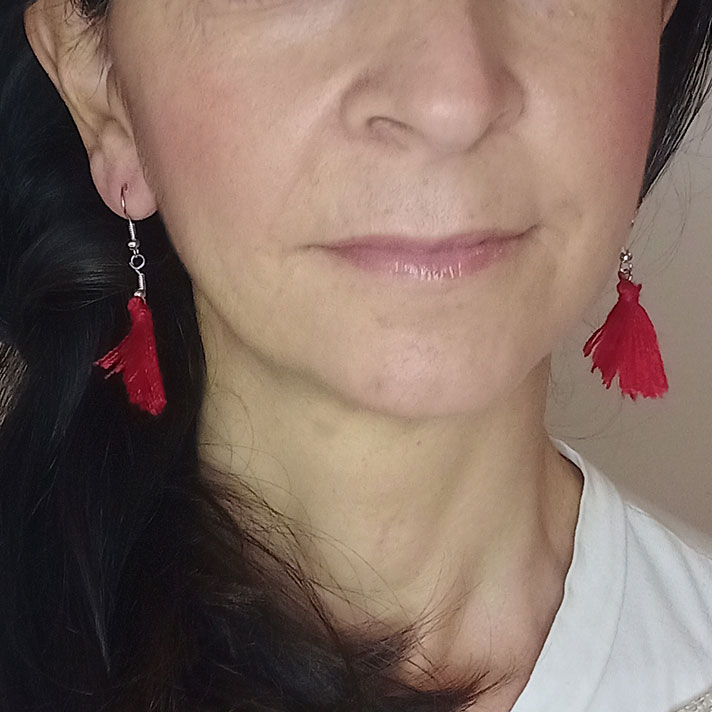 Orecchini Nappine Rosse - Gioielli fatti a mano