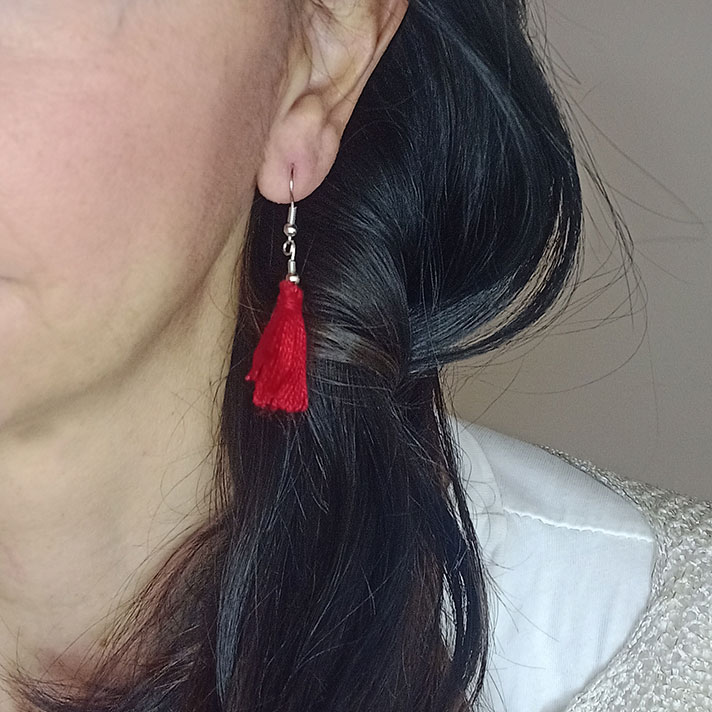 Orecchini Nappine Rosse - Gioielli fatti a mano